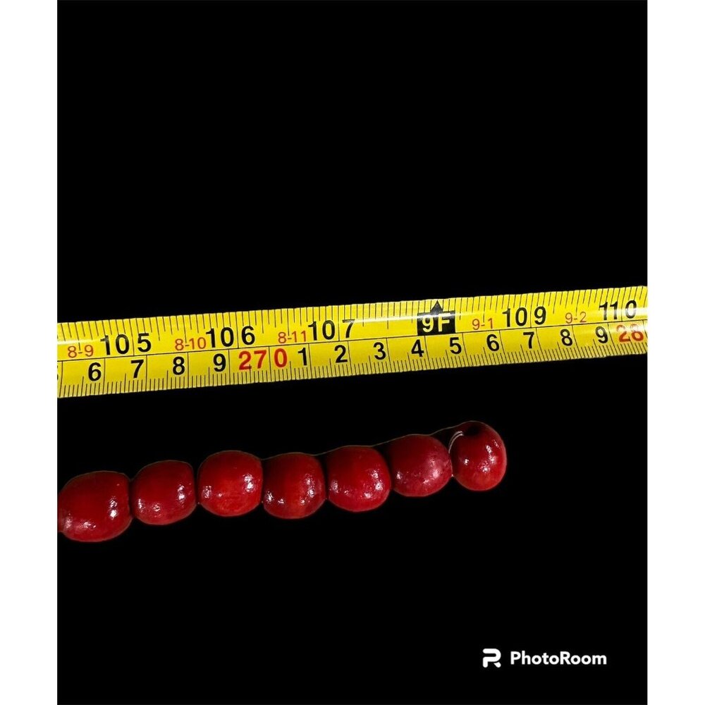 Wooden Bead Garlands 9 Ft Each Lot Of 4 Cranberry Red Christmas Tree Boho Decor - Picture 5 of 6